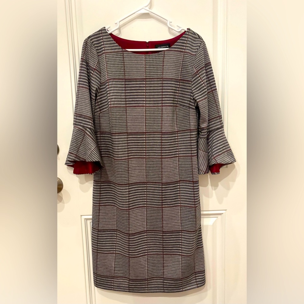 Liz Claiborne Plaid Dress with Red Accents